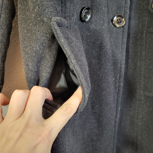 ❤️ Anne Klein Double Breasted Wool Blend Full Length Trench Coat - Picture 4 of 10